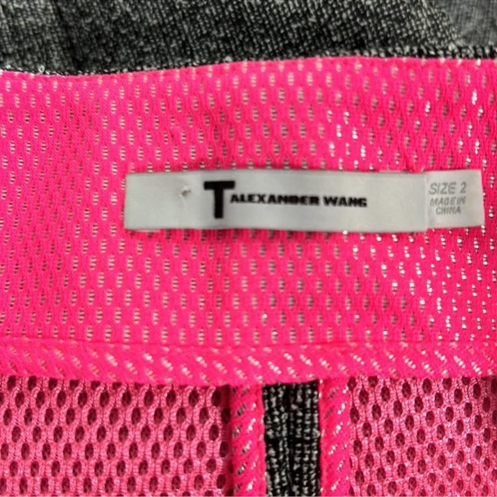 T BY ALEXANDER WANG Mini Skirt in Heather Gray with Hot Pink Mesh Lining